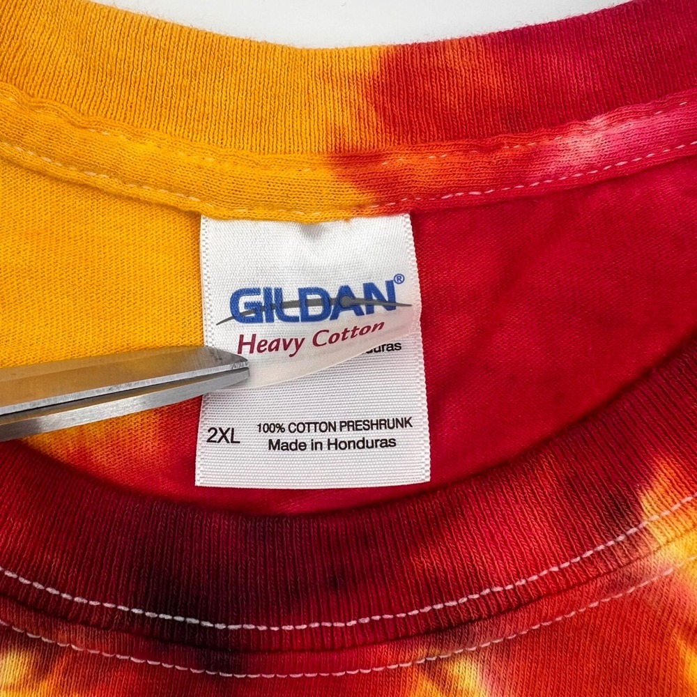 Gildan Mickey Mouse Tie Dye‎ Shirt Mens 2XL Red Yellow Spiral Graphic Tee - Picture 4 of 6